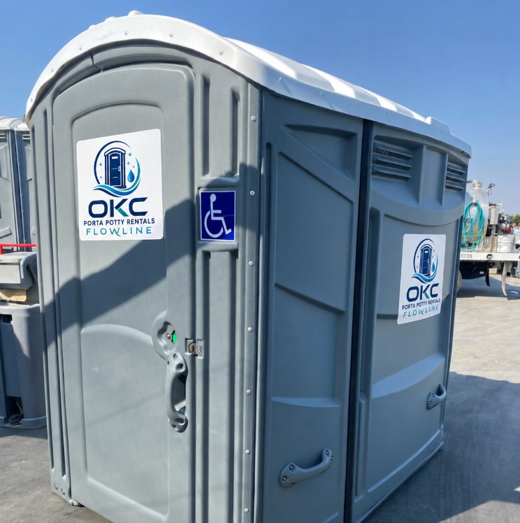 Clean ADA-compliant porta potty from OKC Porta Potty Rentals Flowline